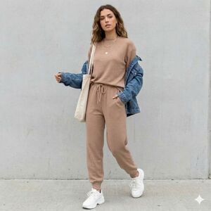 NWT KITTENISH Homebody Mocha Jogger Pants | Cozy Knit Lounge Pants | XS & S